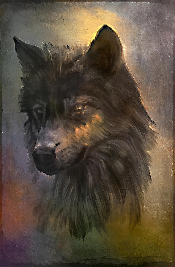 Wolf.  Painting by Andrzej Szczerski