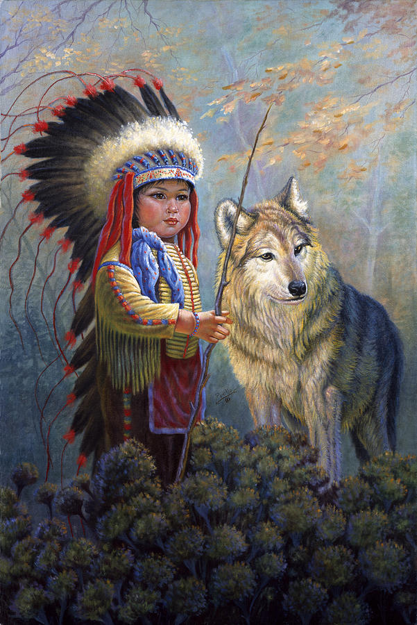Nature Painting - Wolf Boy by Gregory Perillo