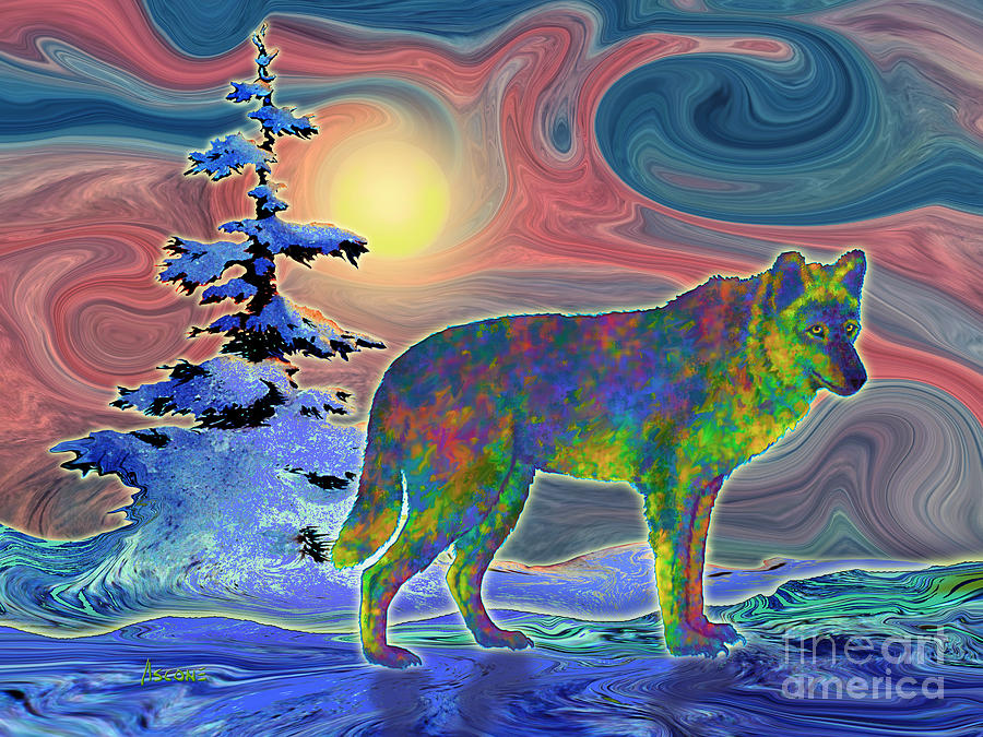 Wolf Gaze Painting by Teresa Ascone