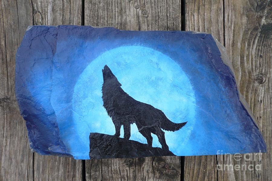 Wolf Howl2 Painting by Monika Shepherdson