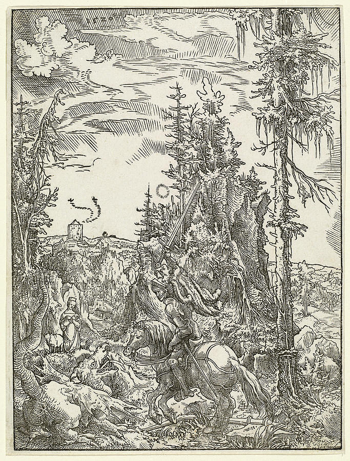Wolf Huber, Saint George Killing The Dragon Drawing by Litz Collection ...
