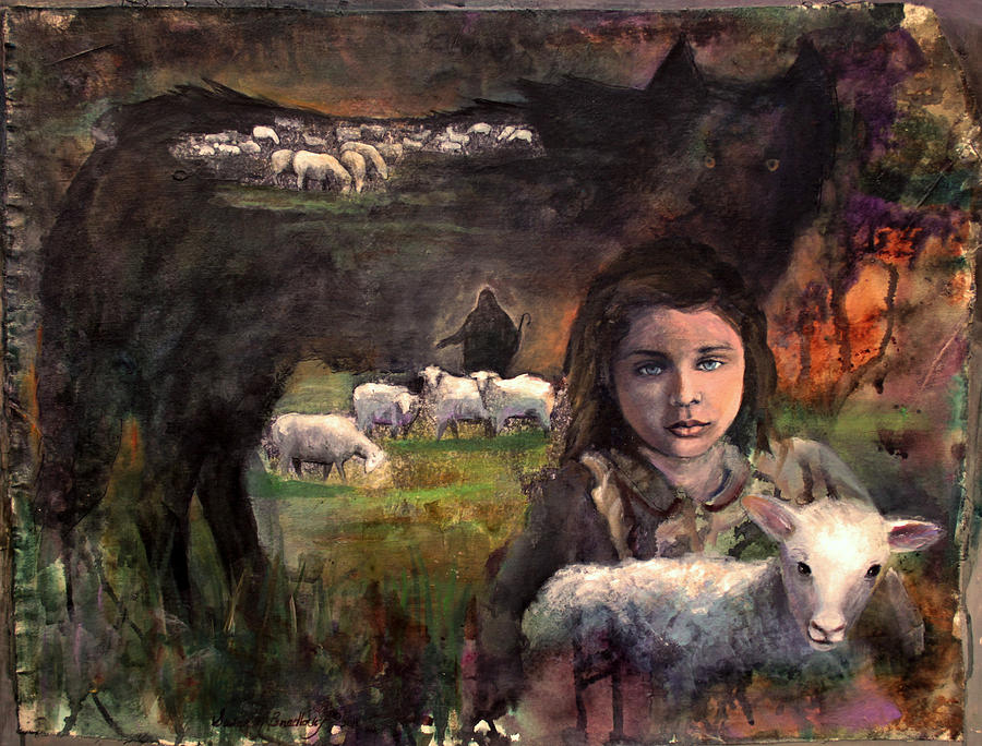 Wolf in Sheeps Clothing Painting by Susan Bradbury