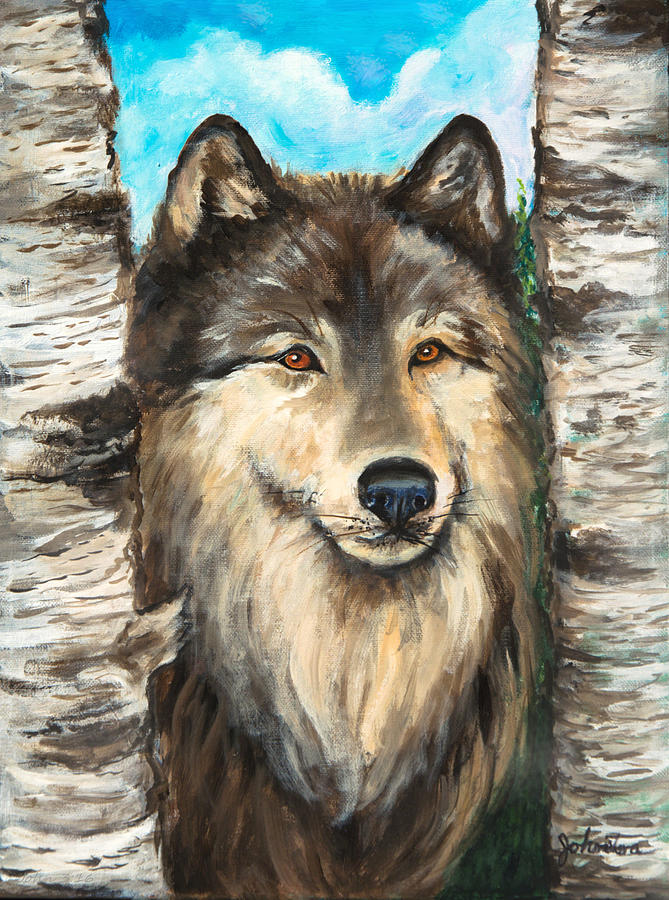 Wolf In The Aspens Originalpainting Forsale Painting