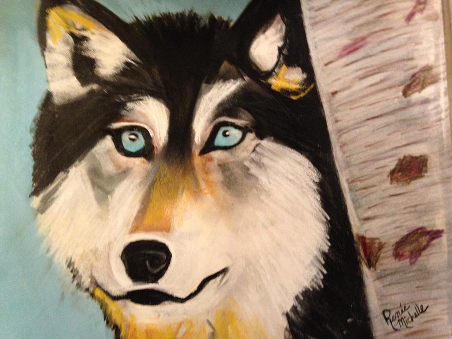 Wolf in Winter Pastel by Renee Michelle Wenker