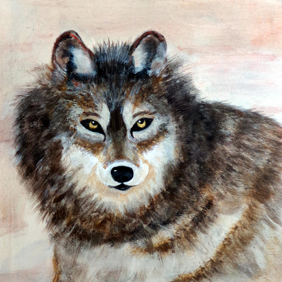 Wolf Painting by Karen Gartley Bush - Pixels