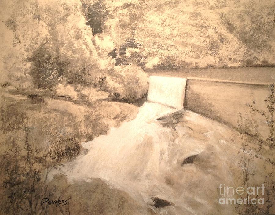Wolf Lake Waterfall Drawing by Mary Lynne Powers