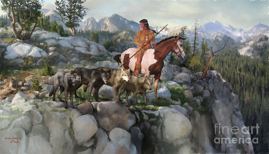 Mountain Painting - Wolf Maiden by Robert Corsetti