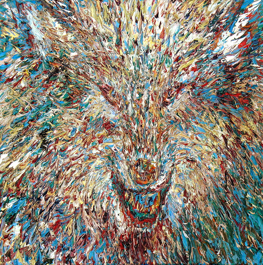 Wolves Painting - WOLF - oil portrait by Fabrizio Cassetta
