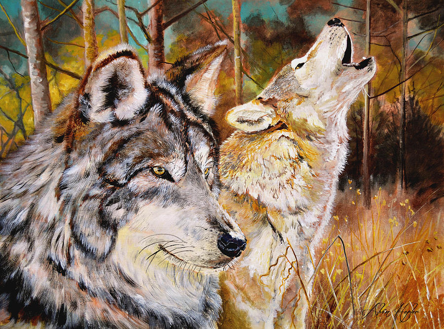 Animal Painting - Wolf Pair by Alvin Hepler
