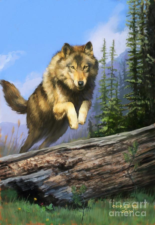 Wolf Run Painting by Robert Corsetti