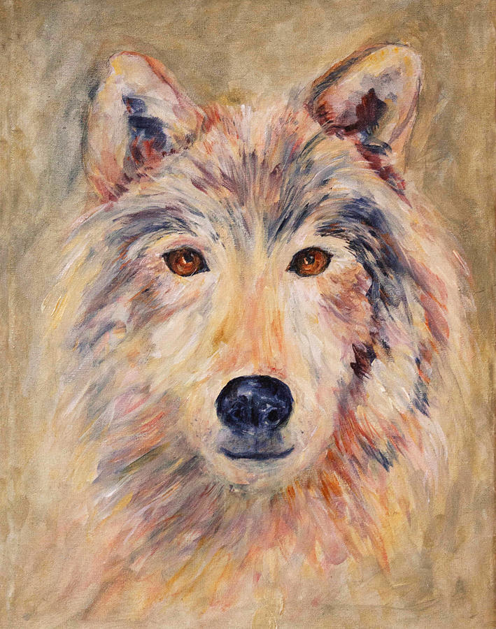 Wolf Painting by Sally Quillin