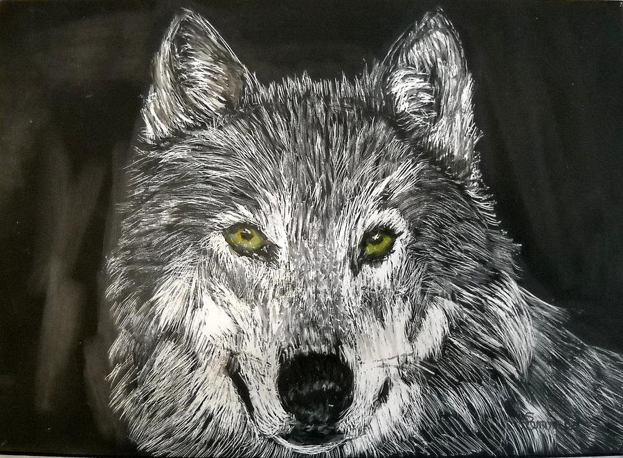 Wolf Painting by Sandy Hemmer