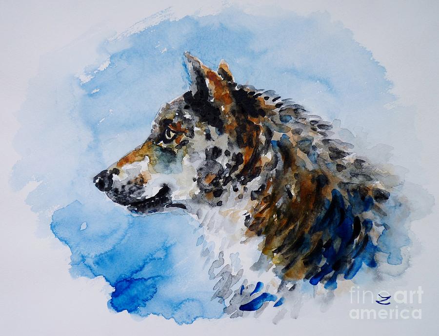 Wolf Painting by Zaira Dzhaubaeva