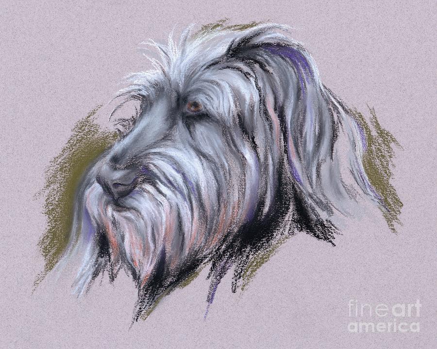 Wolfhound Portrait Pastel by MM Anderson