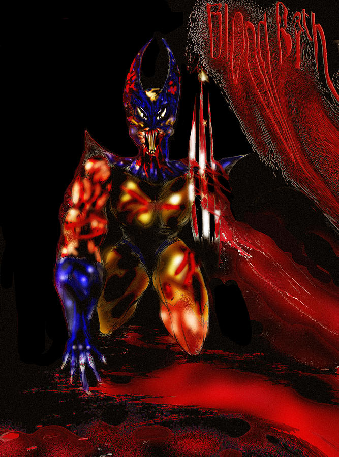X-men Painting - Wolverine Bloodbath by Jazzboy 