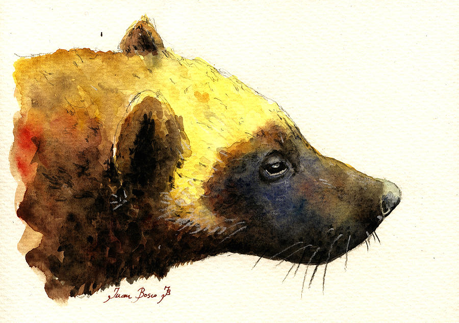 Gulo Gulo Painting - Wolverine by Juan  Bosco