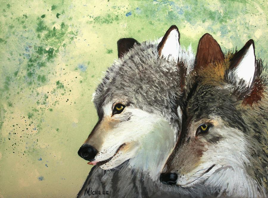 Wolves Pastel by Michele Turney