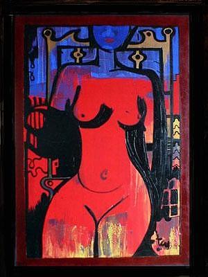 Woman Painting by Adalardo Nunciato  Santiago