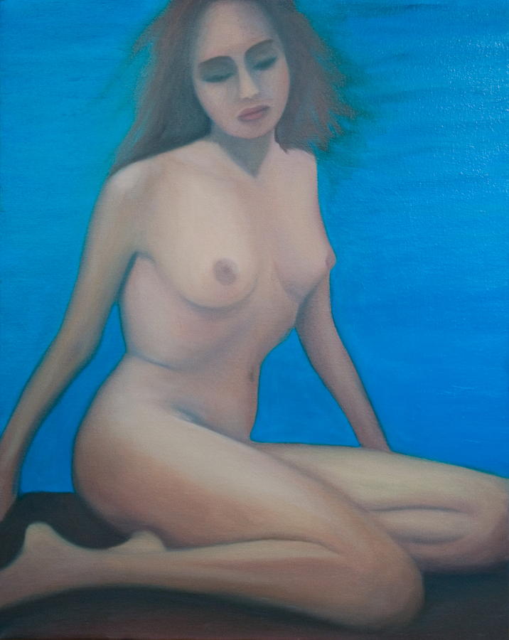 Woman and Blue Water Painting by Stephen Degan