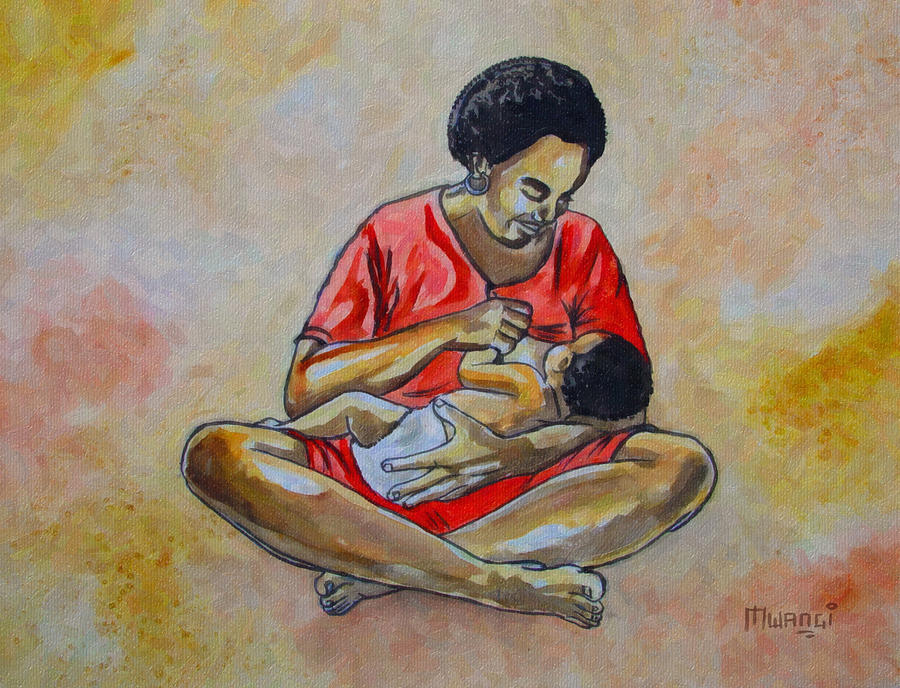 Woman and child Drawing by Anthony Mwangi