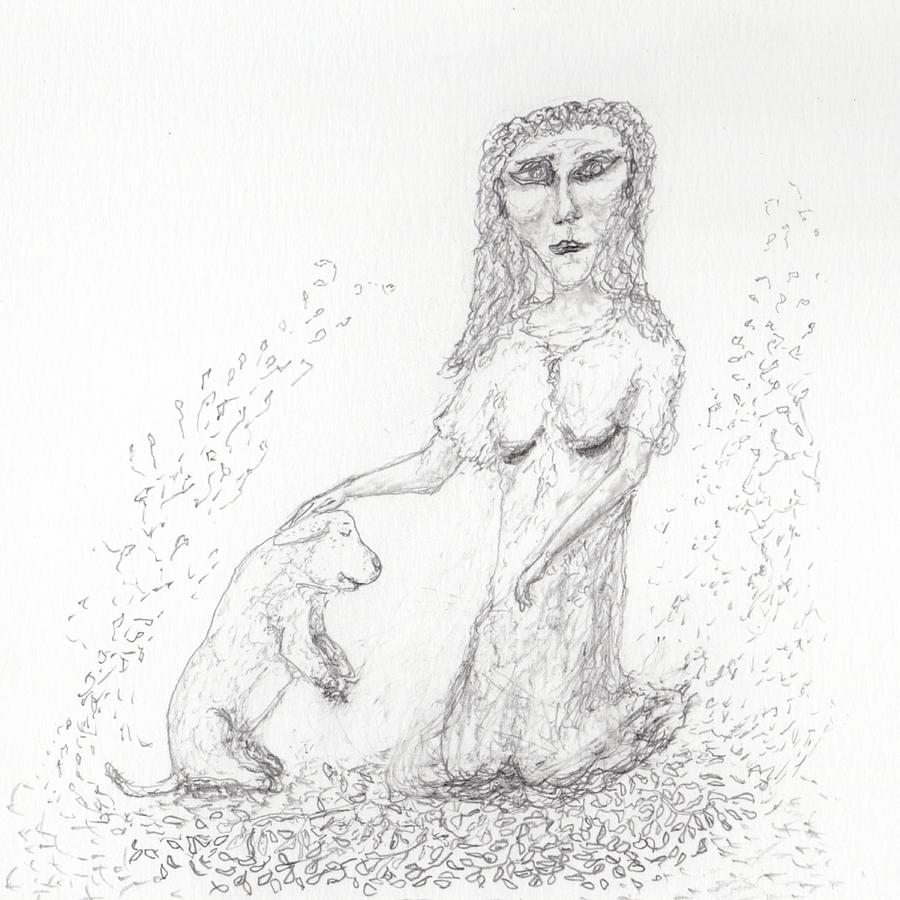 Woman and Dog Drawing by Jim Taylor