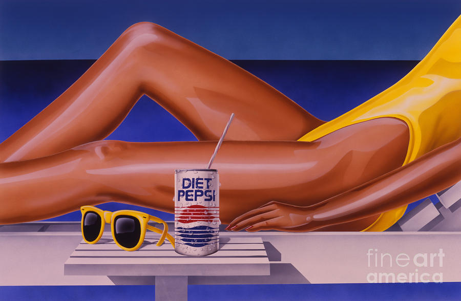 Woman at Beach with Diet Pepsi Painting by Tim Gilliland