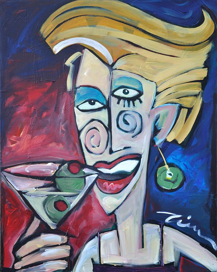Martini Painting - Woman at Martini Bar by Tim Nyberg