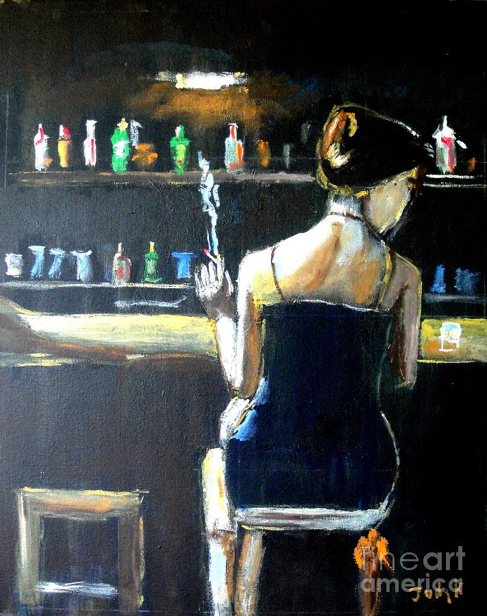 Woman at the Bar Painting by Judy Kay