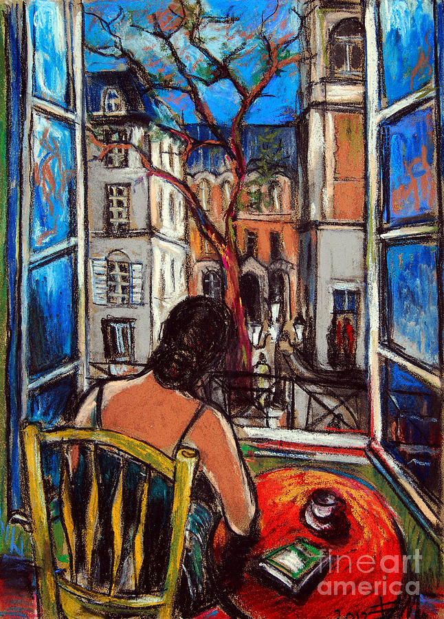 Paris Painting - Woman At Window by Mona Edulesco