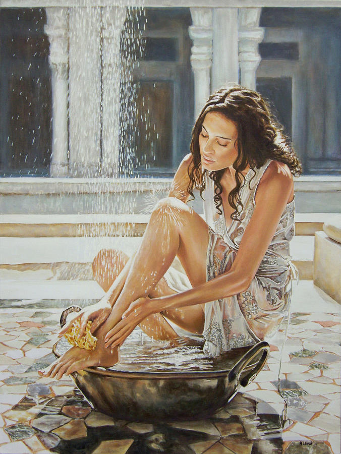 Woman Bathing 2013 Painting by Andy Lloyd