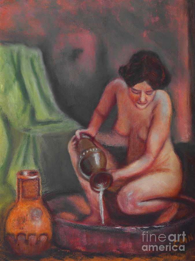 Woman Bathing Art Print Painting by William Cain