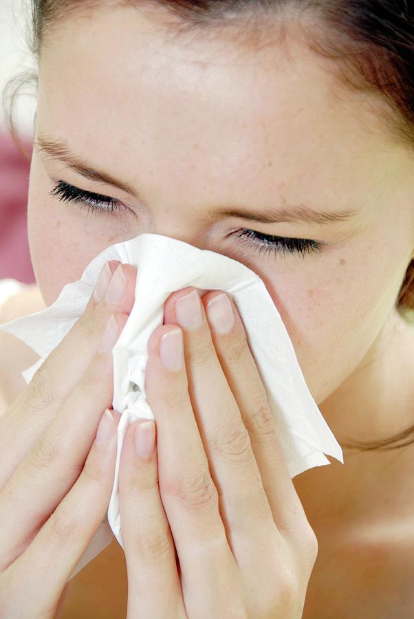 Woman Blowing Her Nose Photograph by Aj Photo/science Photo Library ...