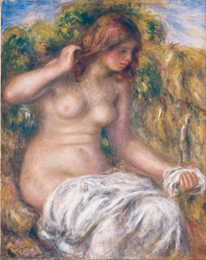 Woman by Spring Painting by Pierre-Auguste Renoir