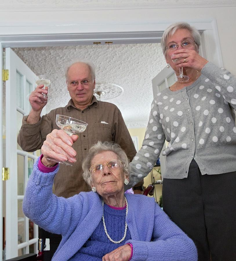 Woman Celebrating 100th Birthday Photograph By Jim West Pixels