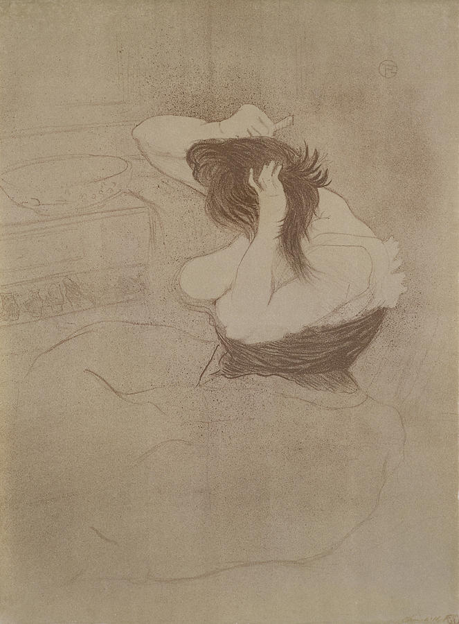 Woman Combing Her Hair, From Elles, 1896 Drawing by Henri de Toulouse-Lautrec