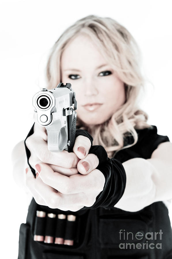 Gun Photograph - Woman Defense by Jt PhotoDesign