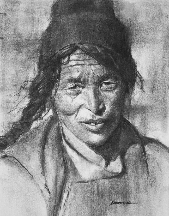 Portrait Painting - Woman from Ladakh by Vinayak Deshmukh