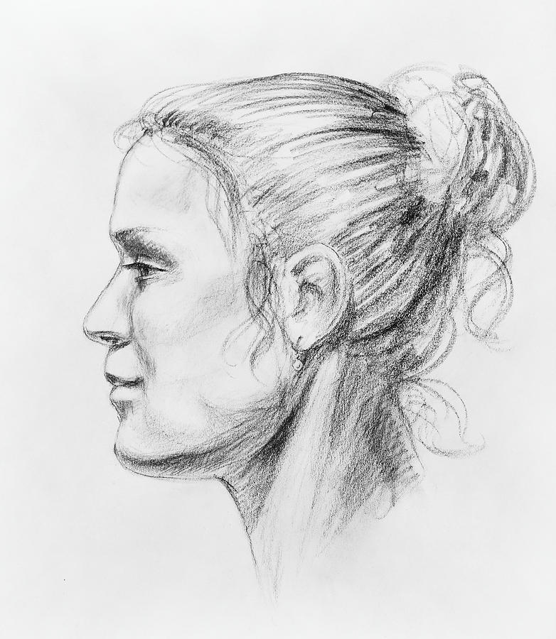 Woman Head Study Drawing by Irina Sztukowski