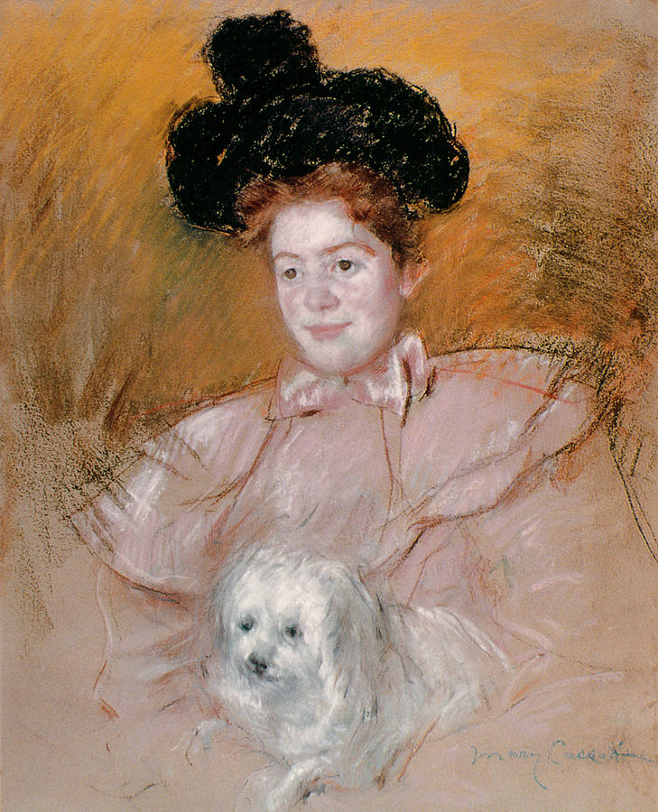 Impressionism Painting - Woman Holding A Dog by Celestial Images