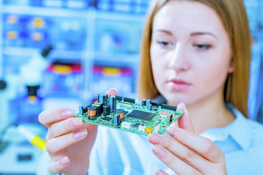 Woman Holding A Printed Circuit Board Photograph By Wladimir Bulgar Science Photo Library Fine