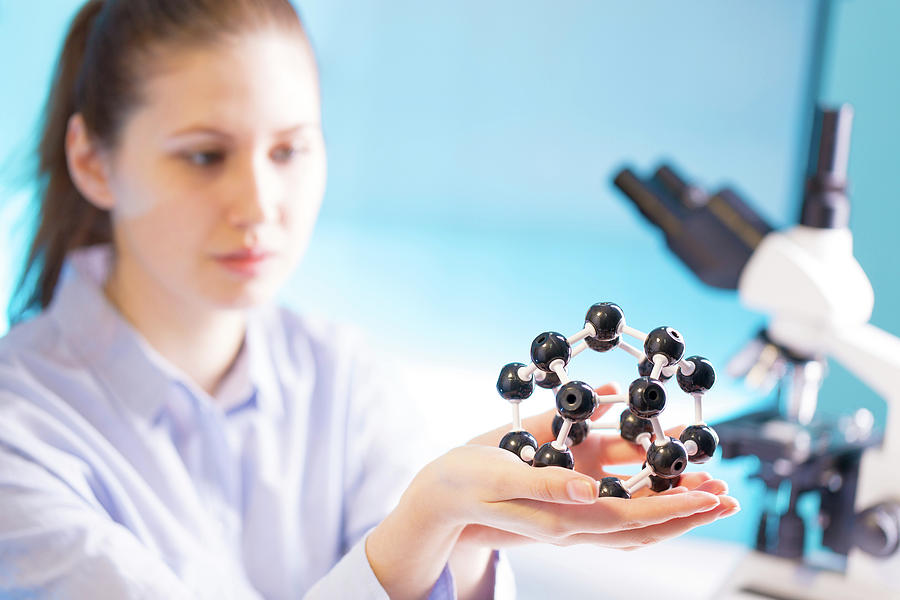 Woman Holding Molecular Model Photograph By Wladimir Bulgar Science Photo Library Fine Art America