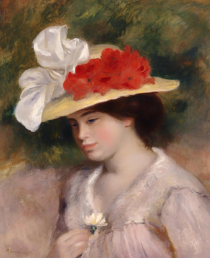 Vintage Painting - Woman in a Flowered Hat by Mountain Dreams
