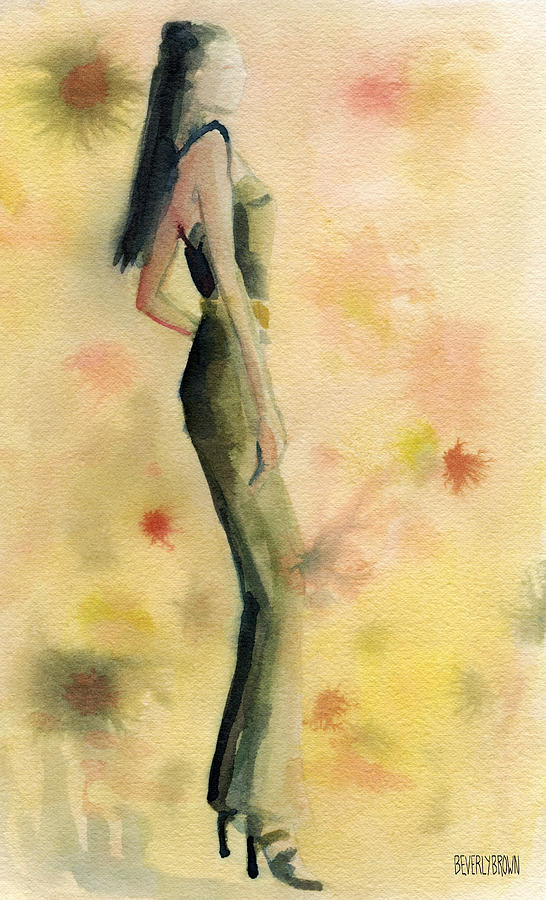 Woman in a Green Jumpsuit Fashion Illustration Art Print Painting by Beverly Brown