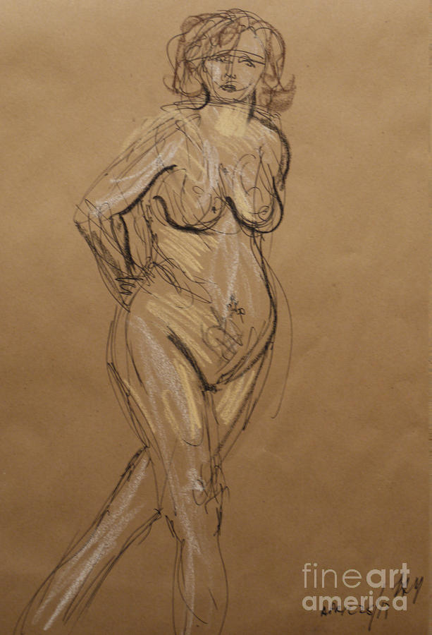 Woman in a Quick Pose Painting by Heather Hennick