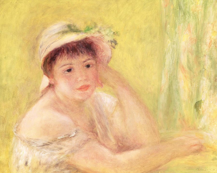 Pierre Auguste Renoir Painting - Woman In A Straw Hat, 1879 by Pierre Auguste Renoir