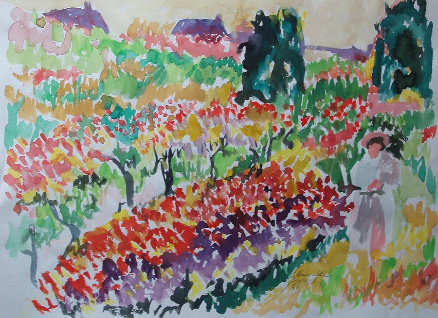 Woman in Apple Orchard Painting by Esther Newman-Cohen