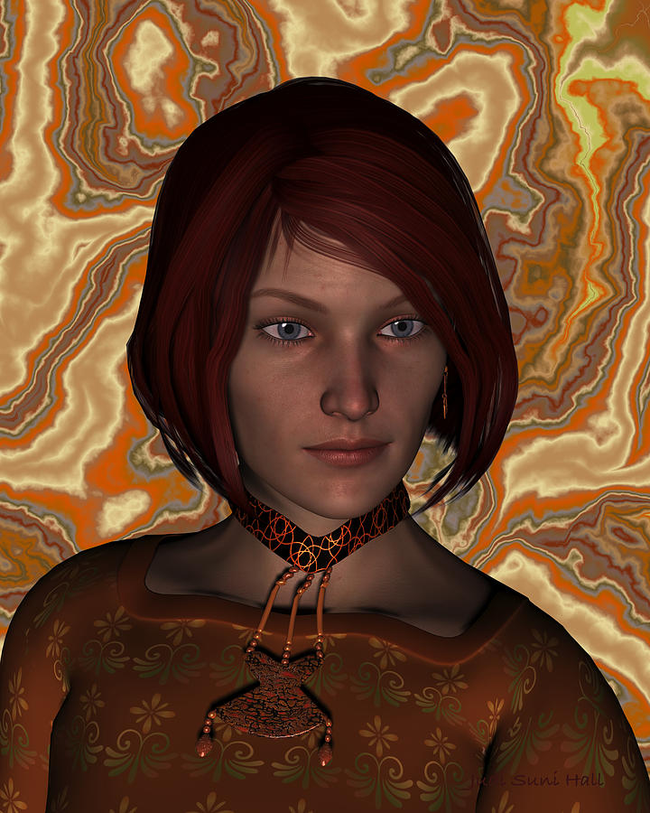 Woman in Brown Portrait Digital Art by Judi Suni Hall