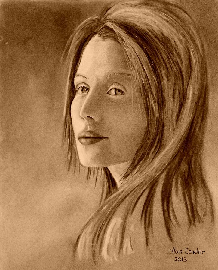 Woman in Charcoal Drawing by Alan Conder
