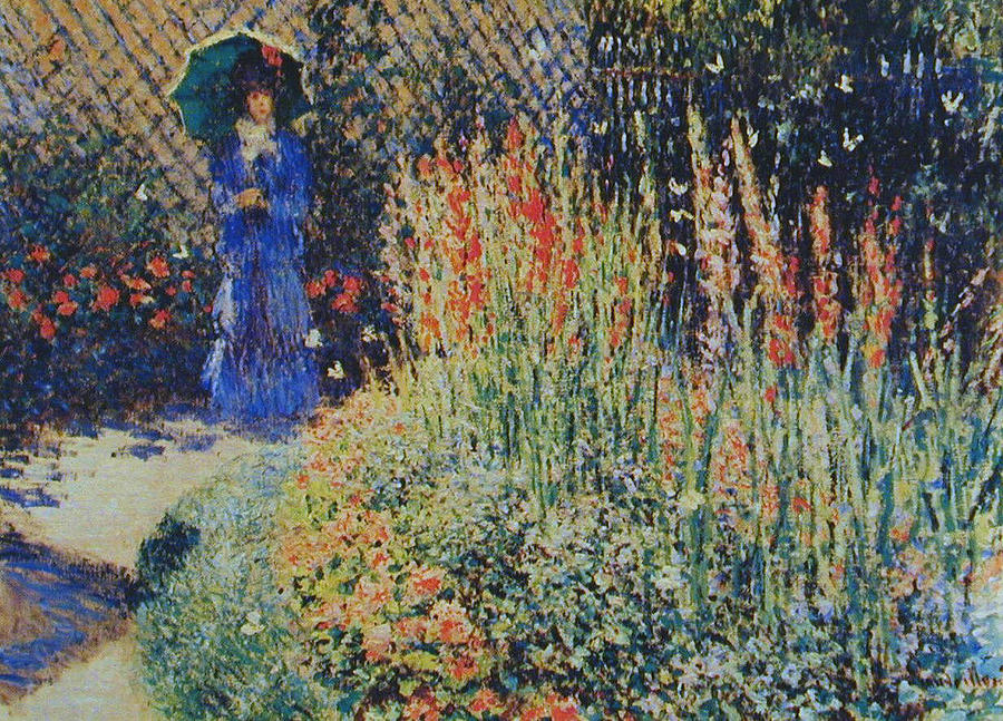 Woman In Garden Painting By Claude Monet