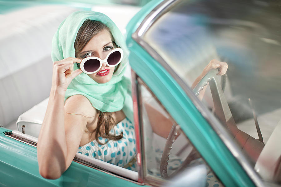 Woman In Headscarf Lowering Sunglasses Photograph by Zero Creatives